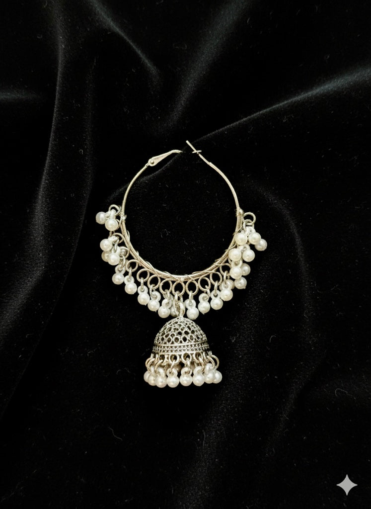 Classic Hoop Jhumka Earrings with Pearl Detailing