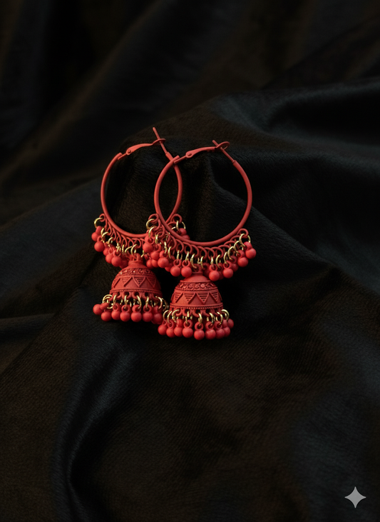 Classic Matte Jhumka Earrings Hoop Style