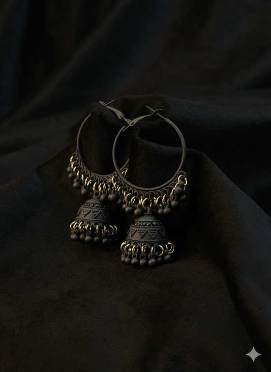 Classic Matte Jhumka Earrings Hoop Style
