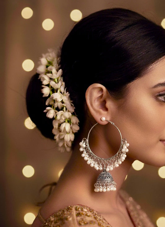 Classic Hoop Jhumka Earrings with Pearl Detailing