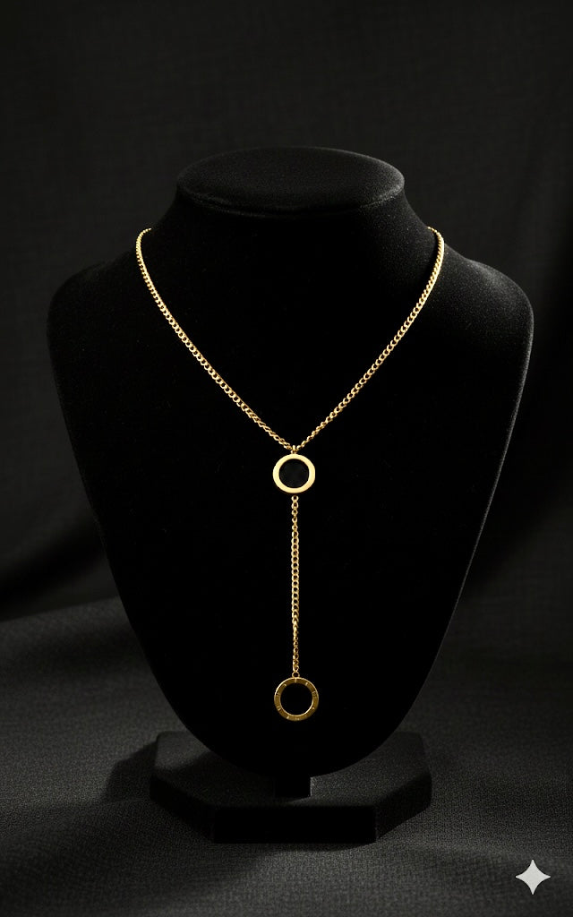 StainLess Steel Dual-Tone Marble Lariat Necklace