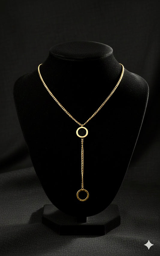 StainLess Steel Dual-Tone Marble Lariat Necklace